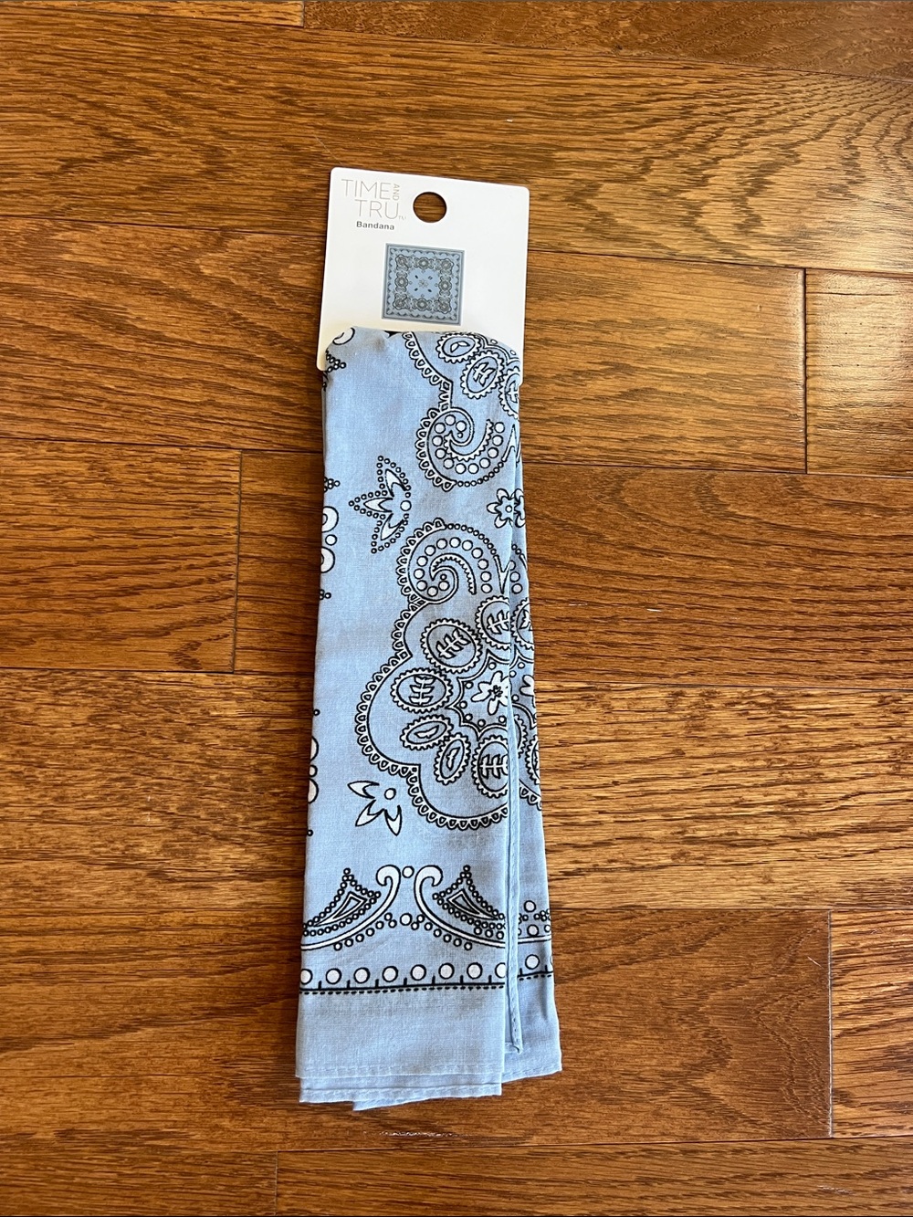 Time and Tru Light Blue and Black Paisley Bandana Headwrap